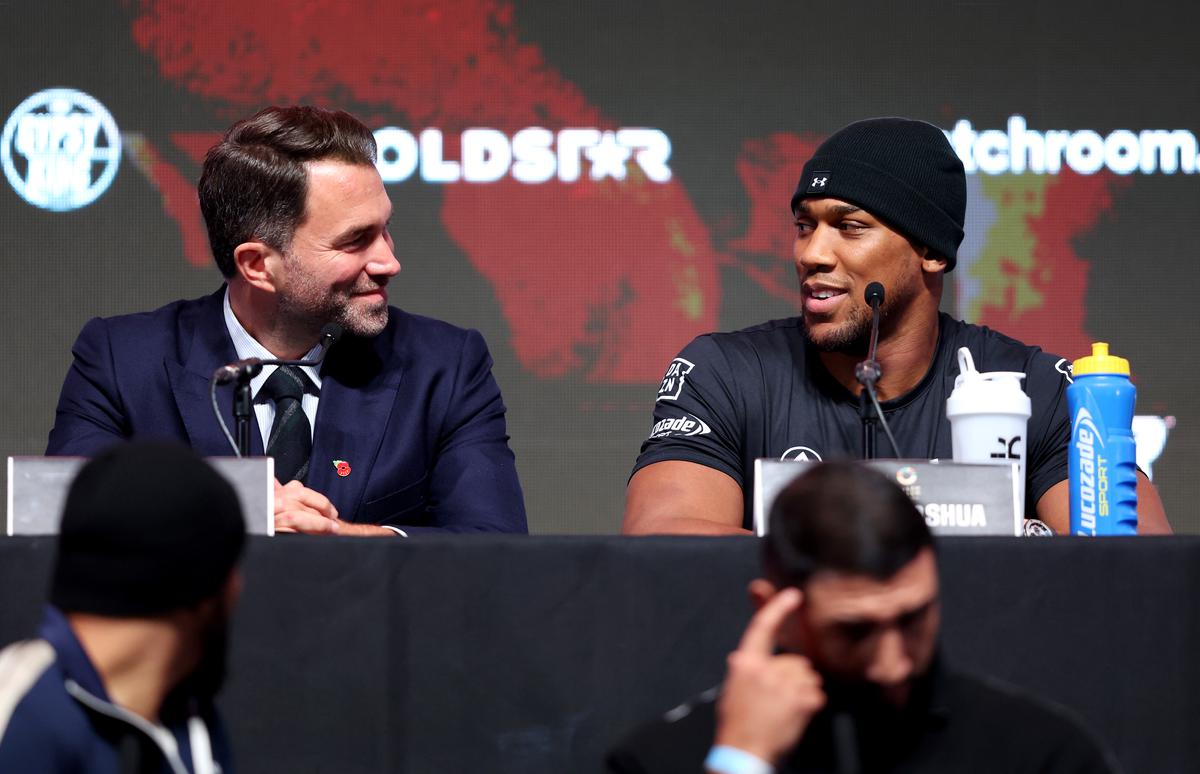 Eddie Hearn and Anthony Joshua. Getty Images