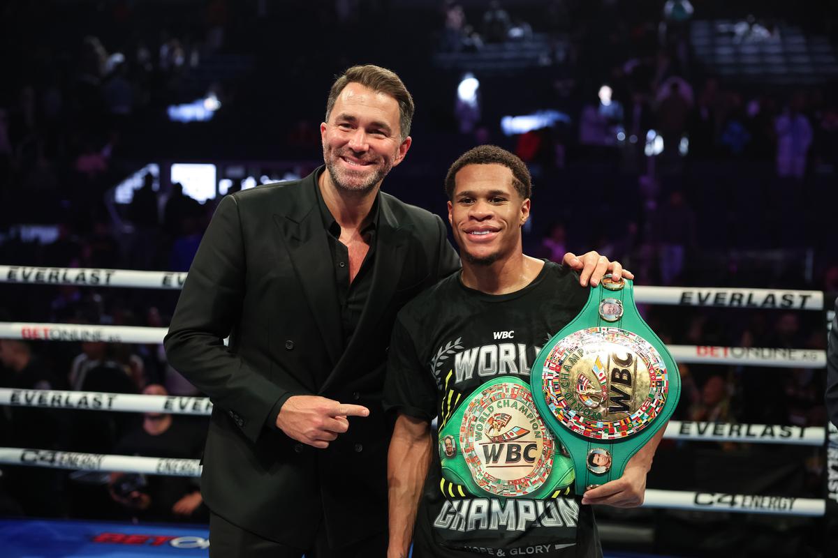 Eddie Hearn and Devin Haney. Getty Images
