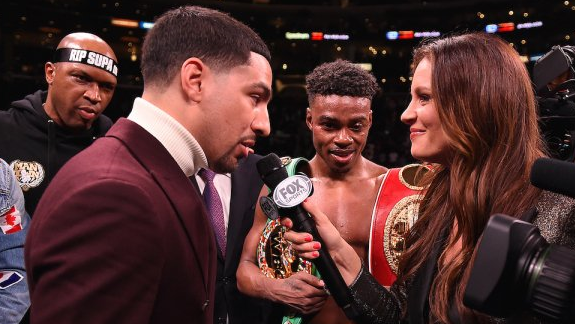 Danny Garcia and Errol Spence in the ring after the fight