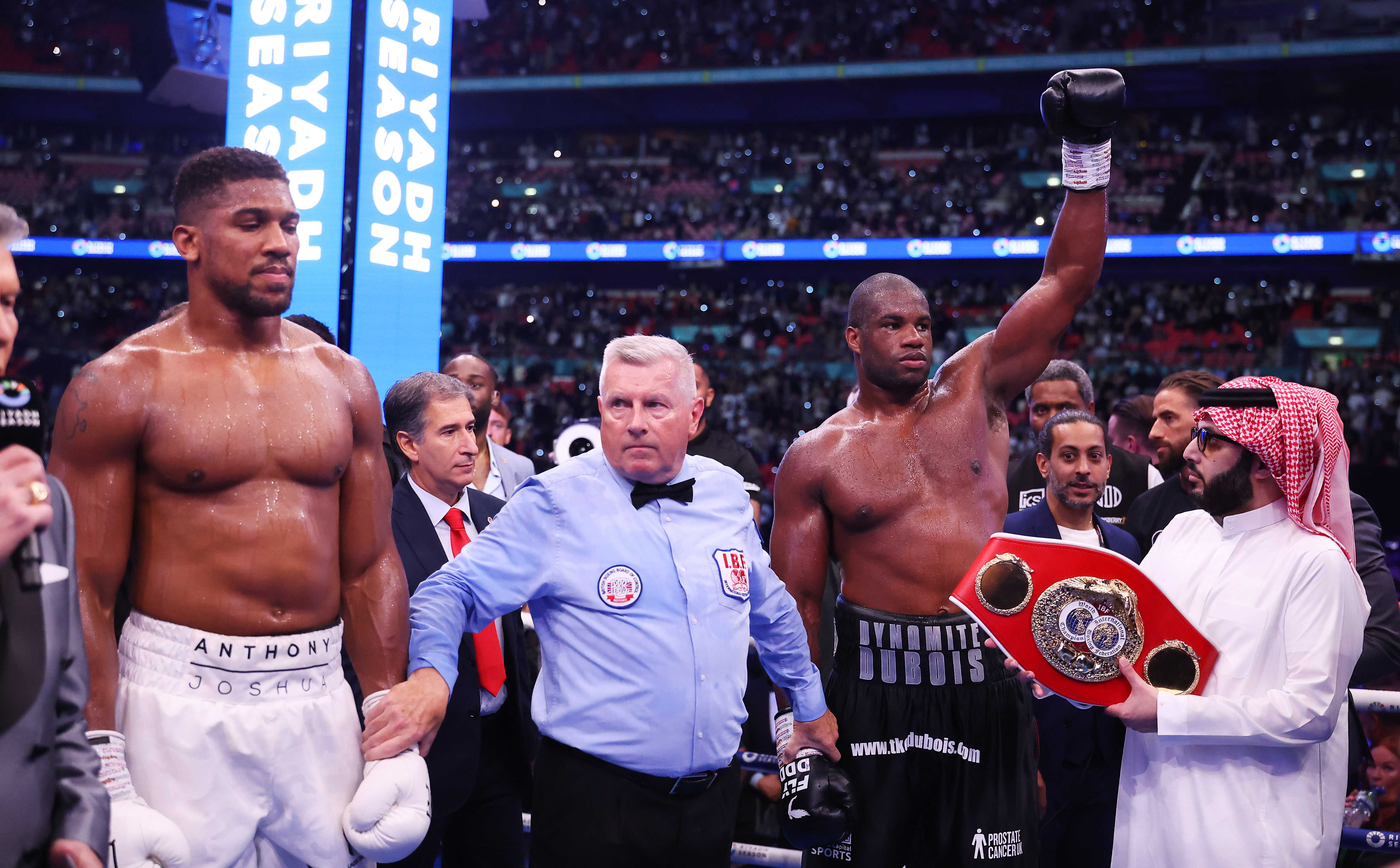 Anthony Joshua y Daniel Dubois. Getty Images