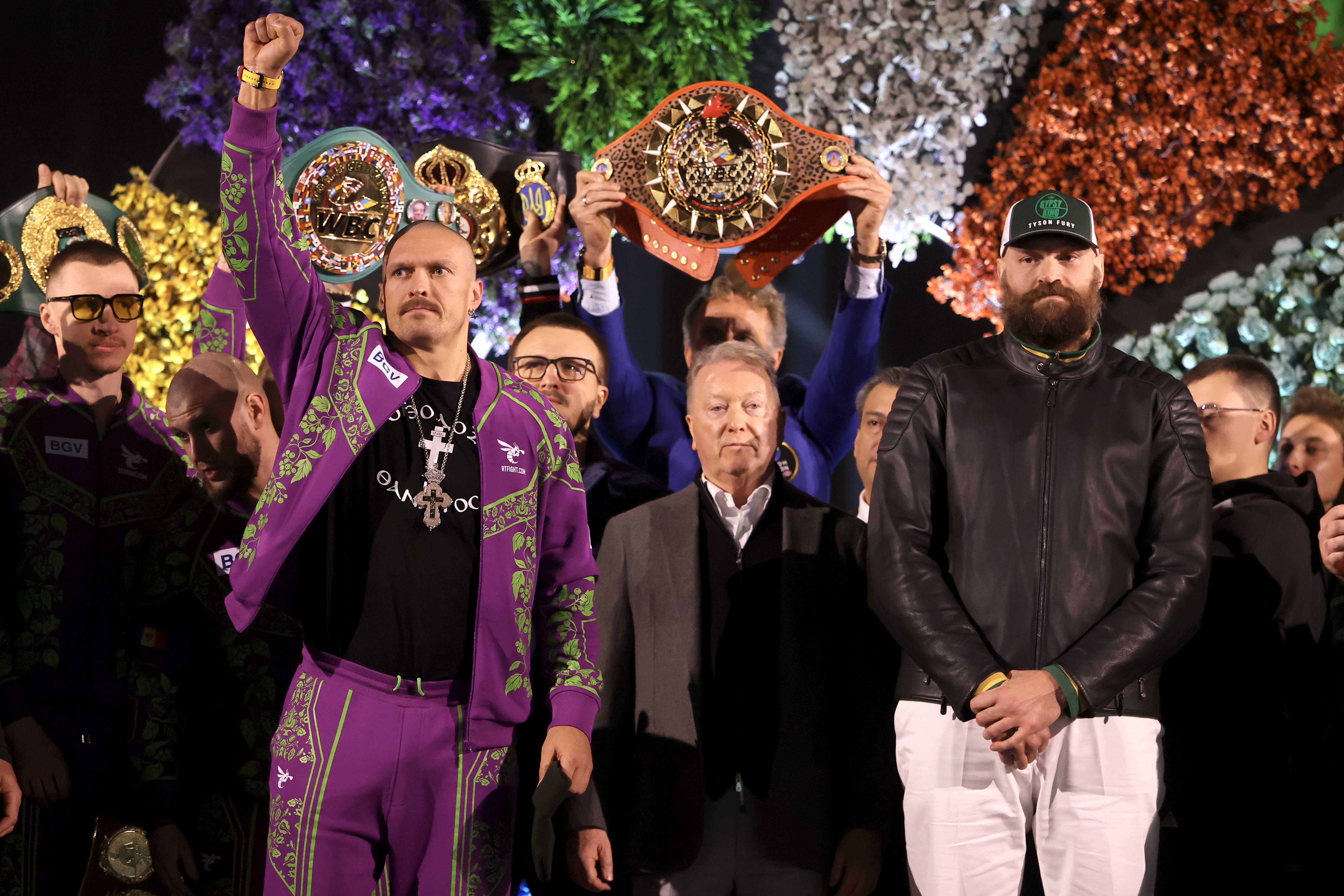 Oleksandr Usyk and Tyson Fury. Getty Images