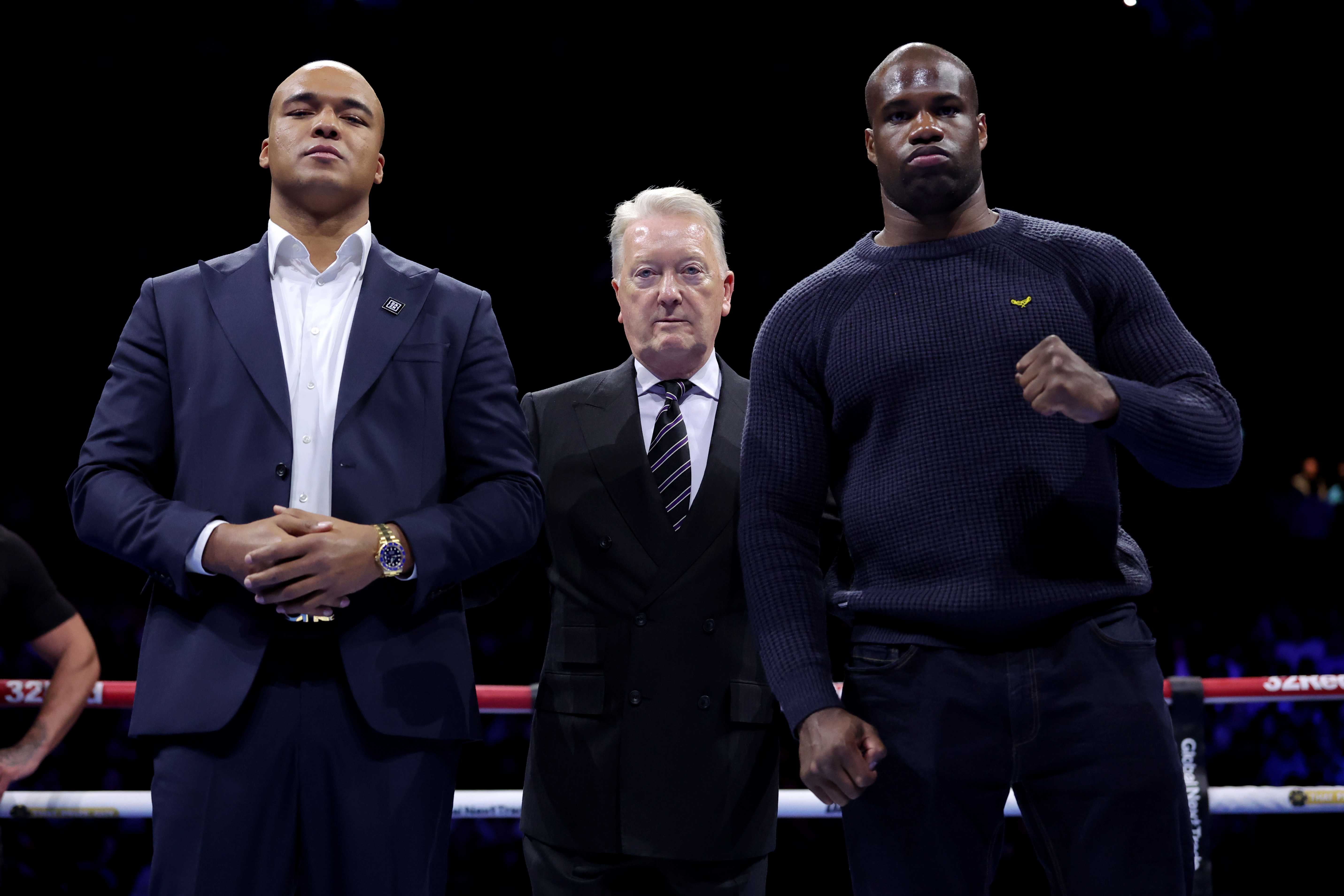 Fabio Wardley, Frank Warren and Daniel Dubois. Getty Images