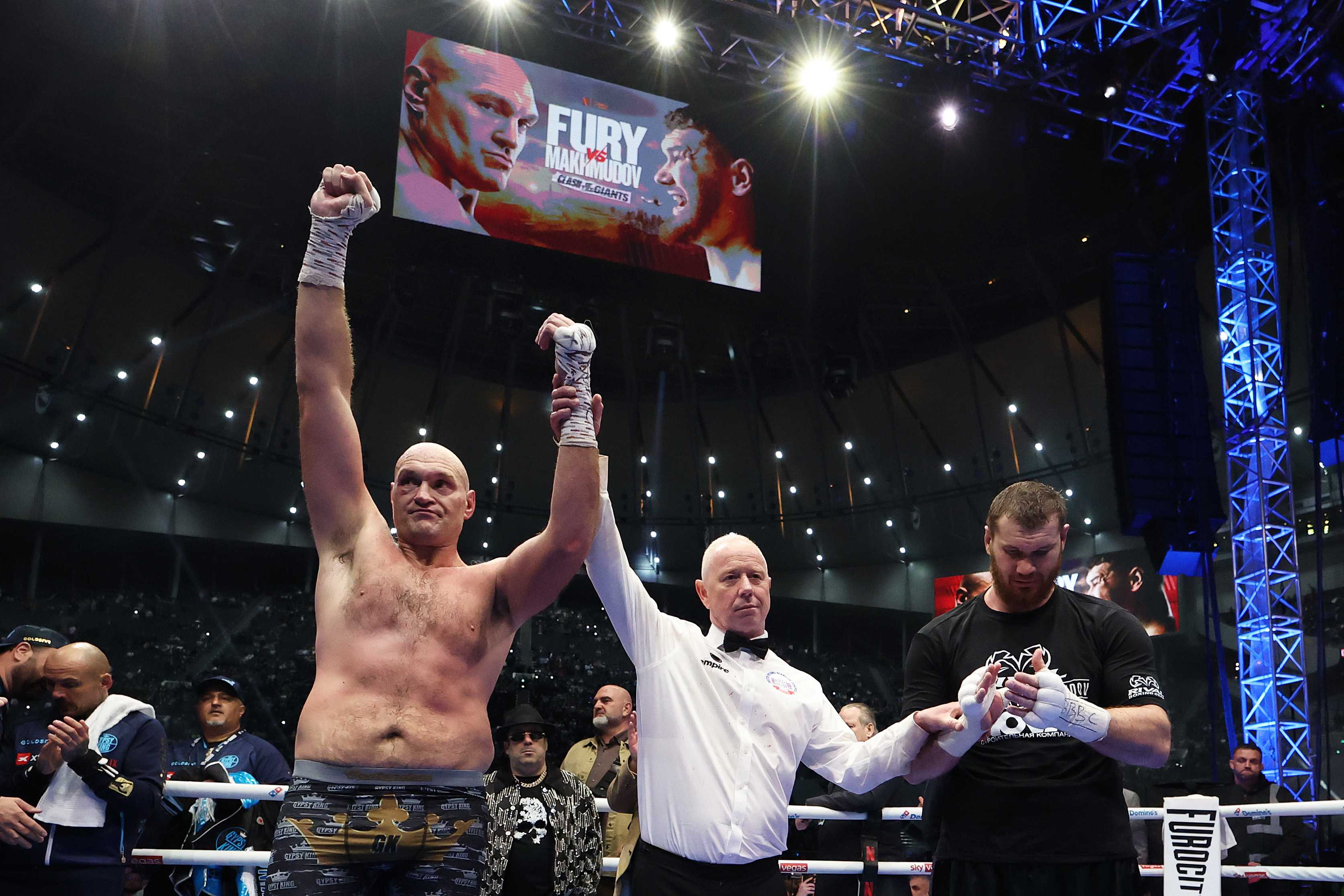 Tyson Fury and Arslanbek Makhmudov. Getty Images