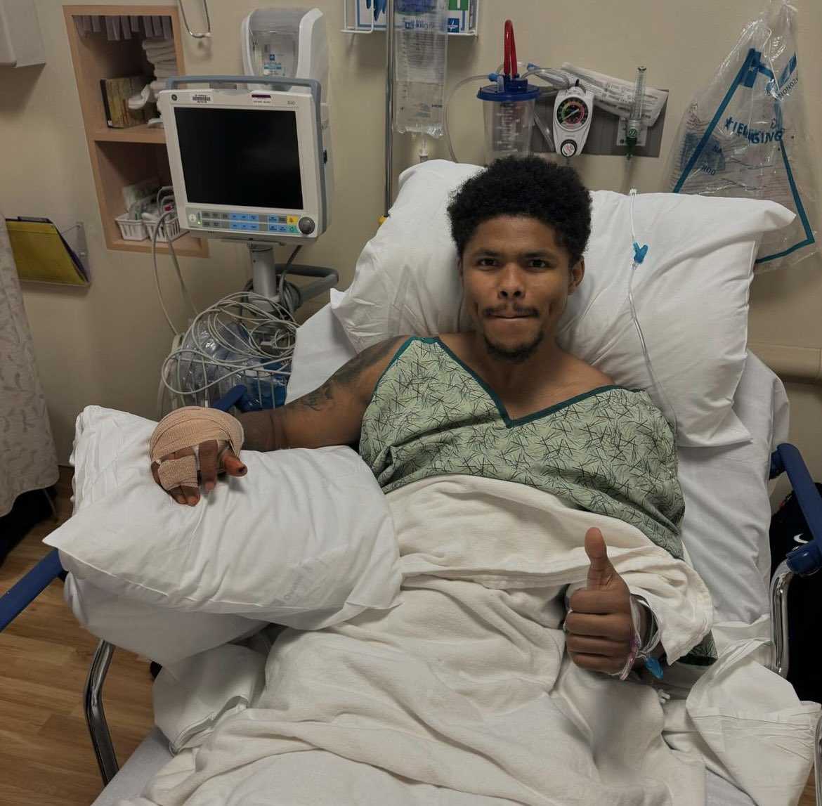 Shakur Stevenson after surgery. Instagram