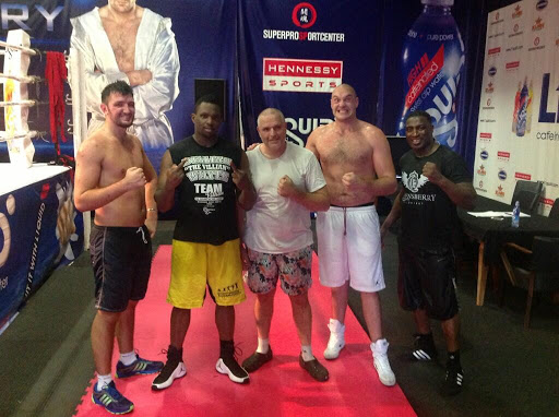 Hughie Fury, Dillian Whyte, Peter and Tyson Fury and Michael Sprott