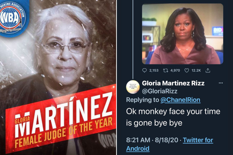Gloria Martinez Rizzo: "Monkey face, your time is over, bye."